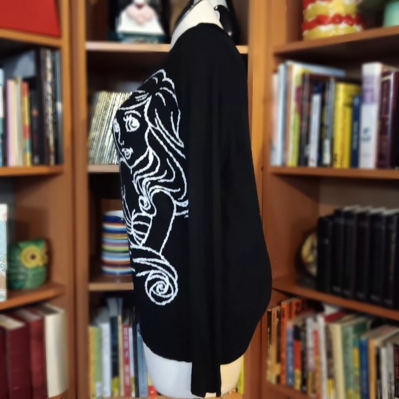Torrid Disney Little Mermaid Ariel Black and White Button Down Cardigan Sweater - Picture 4 of 6